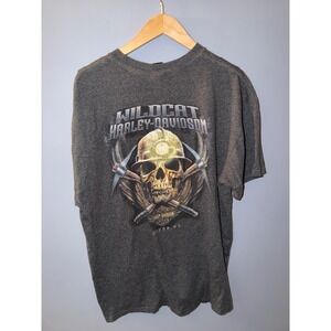 Harley Davidson Wildcat Skull Graphic T‎ Shirt Mens XL Dark Gray Short Sleeve